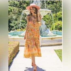 Nine Lives Bazaar Fleur Dress in Honeydew